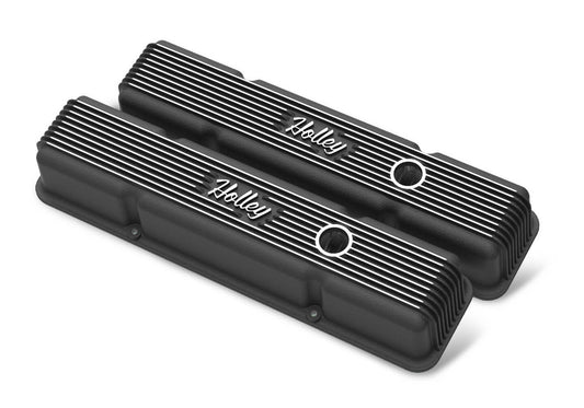 SBC Holley Die Cast Alm Valve Cover Set Black  -  241-242