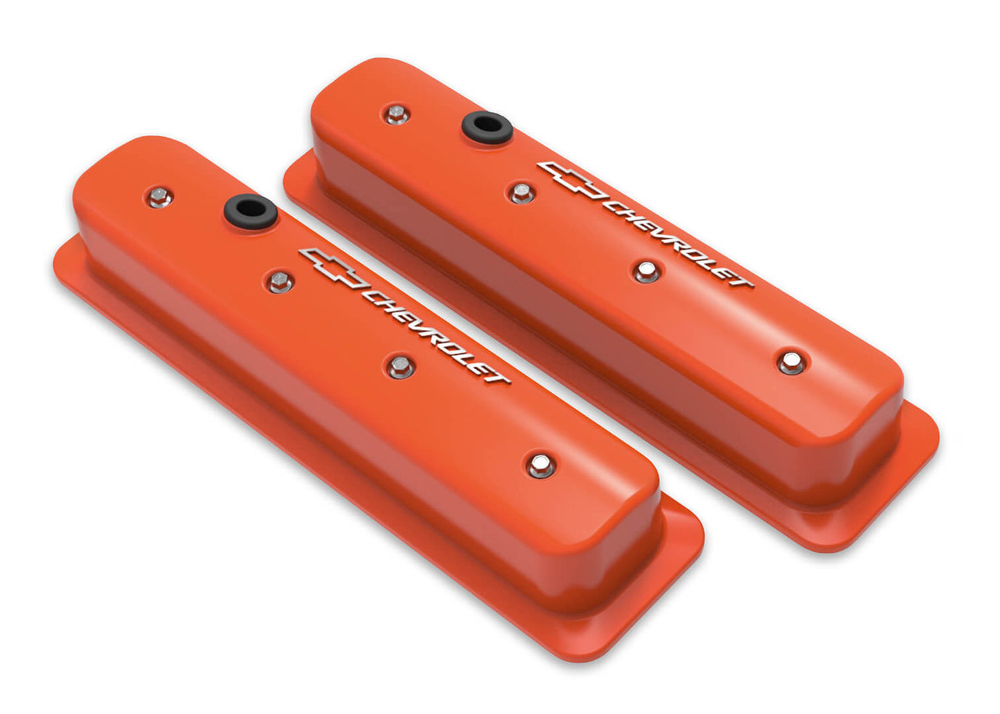 SBC Muscle Car Valve Covers w/Holes Orange  -  241-293