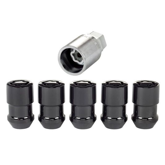 Wheel Locks 5Pcs. 97-19 Jeep JK/TJ 1/2-20 Black  -  24548