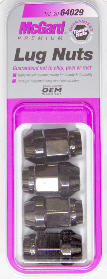 Lug Nuts 1/2-20 4 Pack Bulge Cone Seat Black  -  64029
