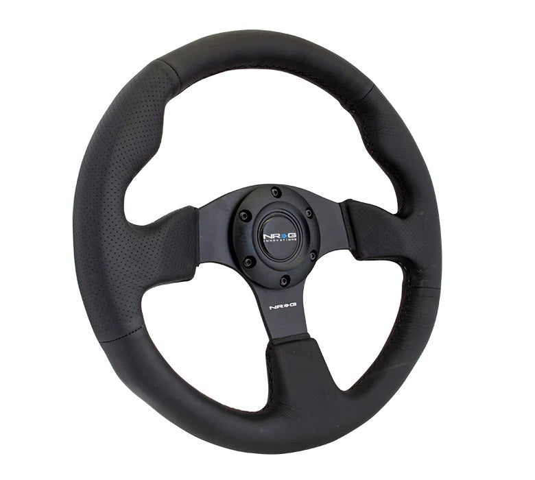 Steering Wheel 320mm Flt Bottom Black Leather  -  RST-012R