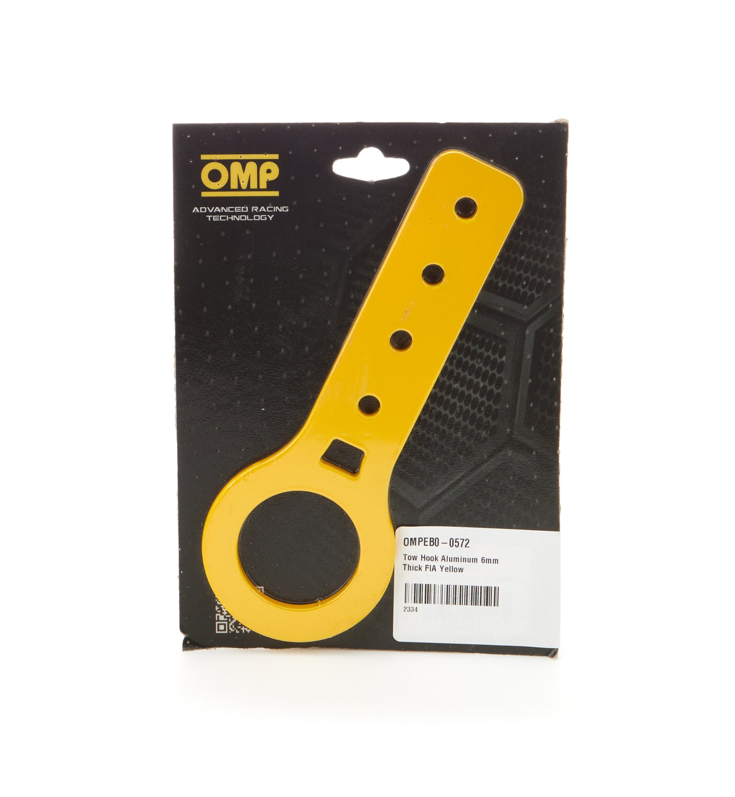 Tow Hook Aluminum 6mm Thick FIA Yellow  -  EB0-0572