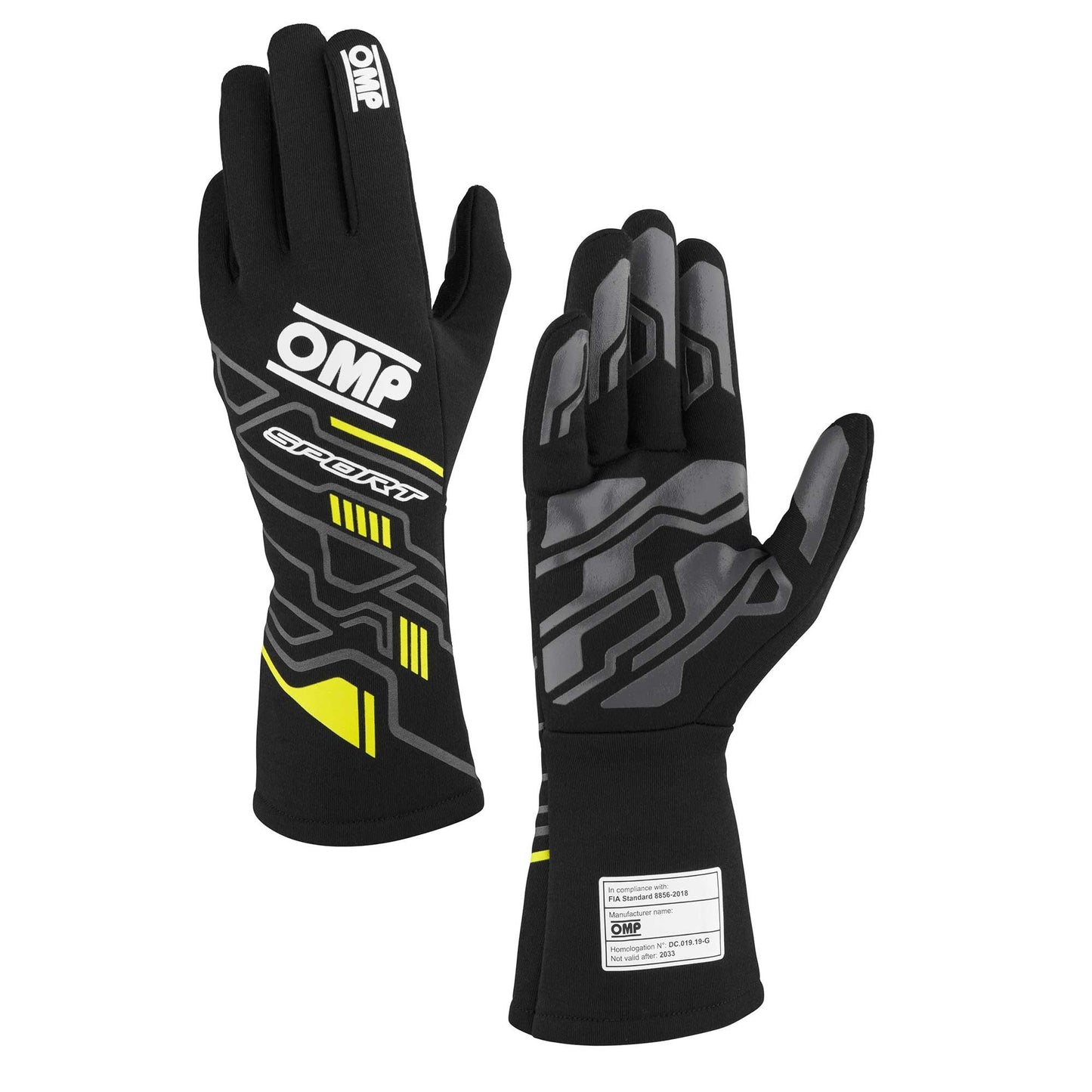 SPORT GLOVES FIA 8856-20 18 BLACK / FLUO YELLOW S  -  IB0-0777-A01-178-M