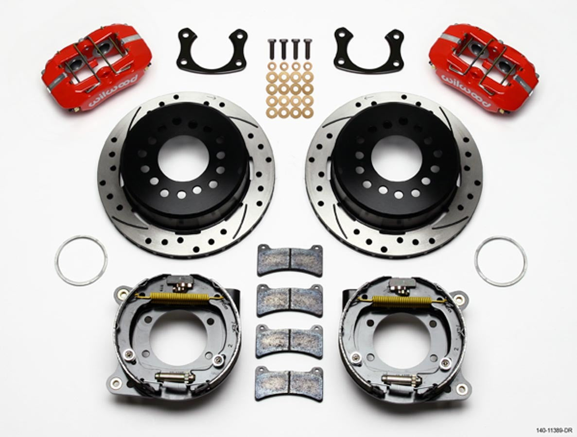 Rear Disc Brake Kit Big Ford Red Caliper Drilled  -  140-11389-DR